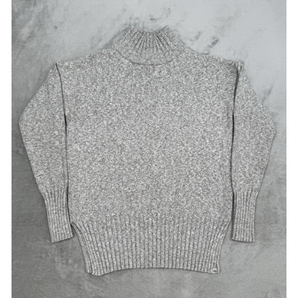 Eddie Bauer Gray Turtleneck Sweater Womens XS Pullover Ribbed Side Slits Heather